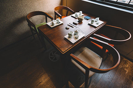 黄色调茶叶茶具茶室茶馆背景