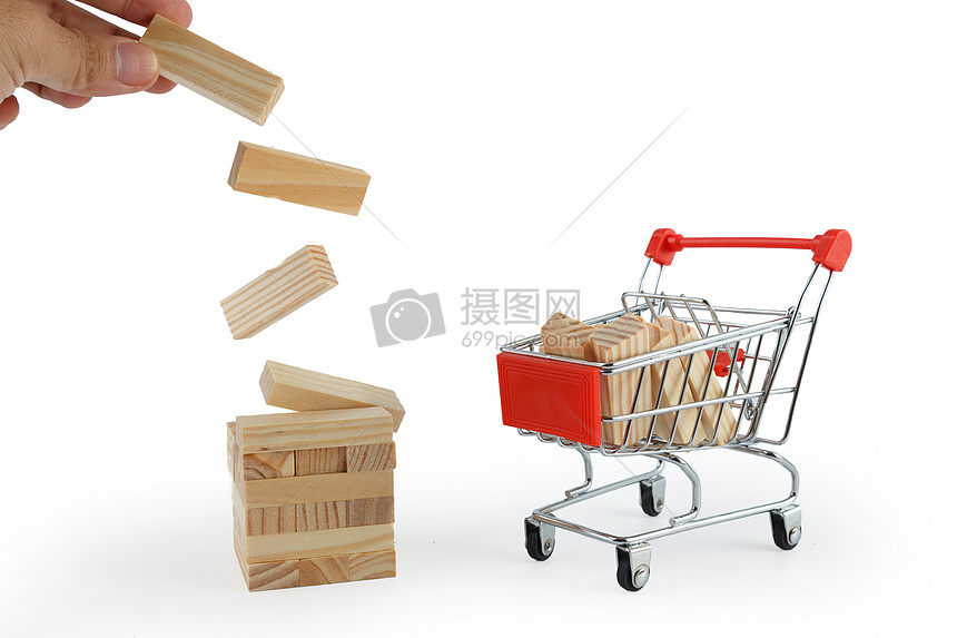 各种形状的原木色积木摄影图片素材免费下载_