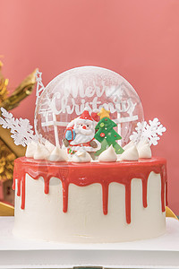 圣诞节日礼品草莓圣诞老人蛋糕背景