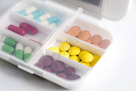 药品分装盒各种各样的胶囊高清图片