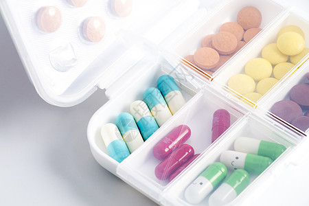 白色药片药品分装盒背景