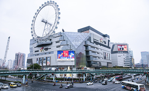 科技建筑城市建筑商场桥马路车流背景