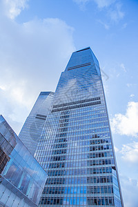 空中建筑蓝天白云陆家嘴大气建筑背景