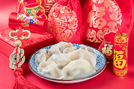 团圆过年饺子中国年传统美食水饺背景