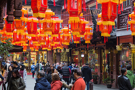 开心人群中国新年春节喜庆吉祥元素背景