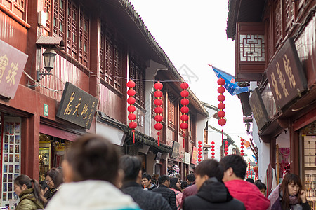 古镇过年假日旅游拥挤背景图片