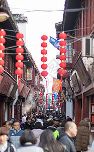 古镇过年假日旅游拥挤背景图片