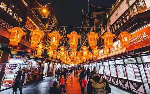 春节豫园传统灯会城隍庙高清图片素材