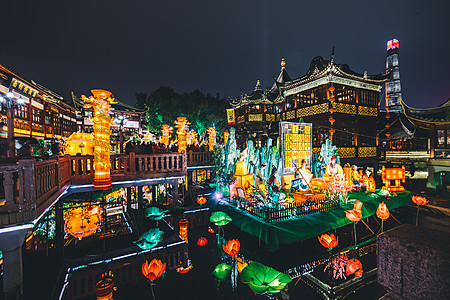 春节豫园传统灯会夜景高清图片素材