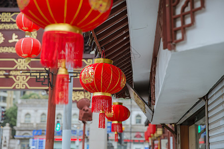 上海老街春节张灯结彩工艺高清图片素材