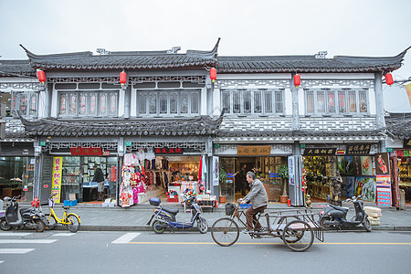 上海老街春节张灯结彩背景