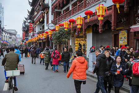 张灯结彩上海豫园民俗灯笼喜庆过年背景