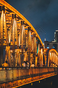 桥梁建筑上海外白渡桥夜景背景