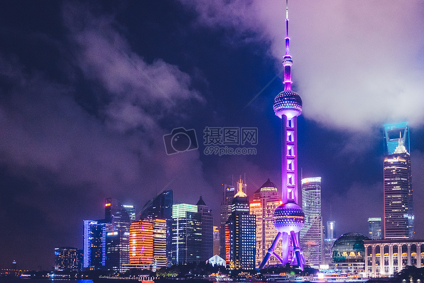 东方明珠夜景图片