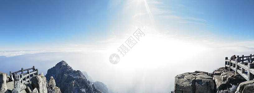 雪山顶泰山山顶背景