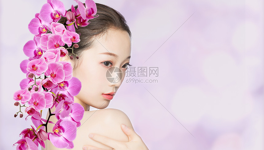 鲜花和美女图片