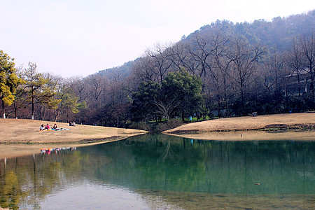 西湖公园秋天背景