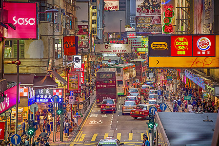 香港城市香港街景背景