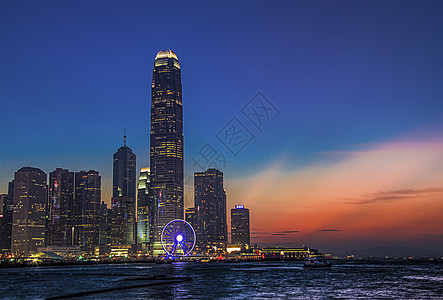 香港摩天轮维多利亚港背景