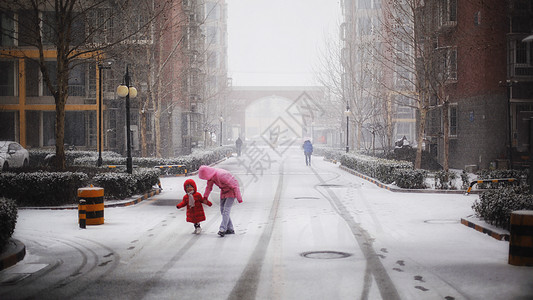 下雪的街道背景图片