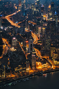 上海风光上海城市夜景俯拍背景