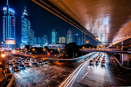 上海城市夜景车流高清图片