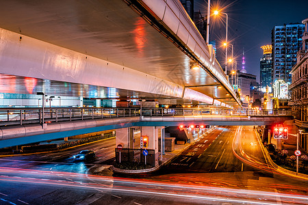 上海城市夜景车流图片