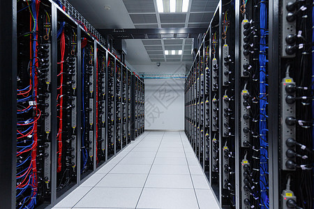 科技企业服务器机架和数据线背景