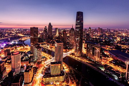 温馨黄色灯火通明的城市夜景魔天轮背景