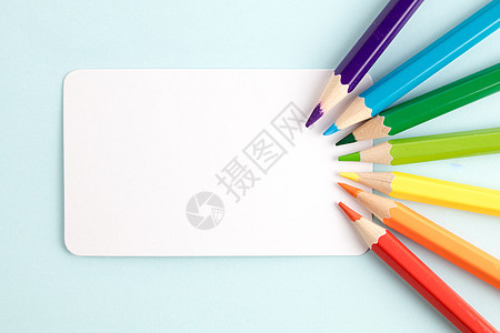 彩色铅笔卡片撞色创意背景图片