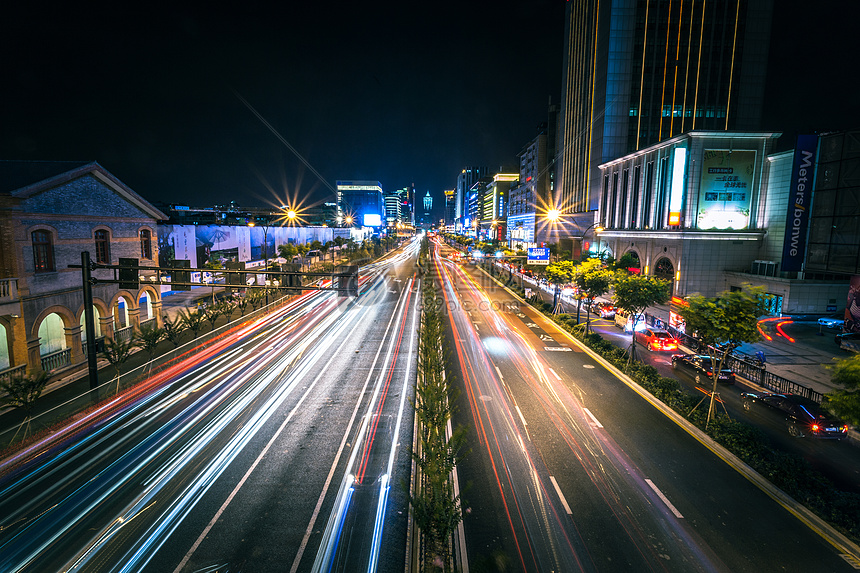 城市车流夜景图片