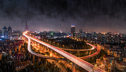 高架桥雨天城市背景设计图片