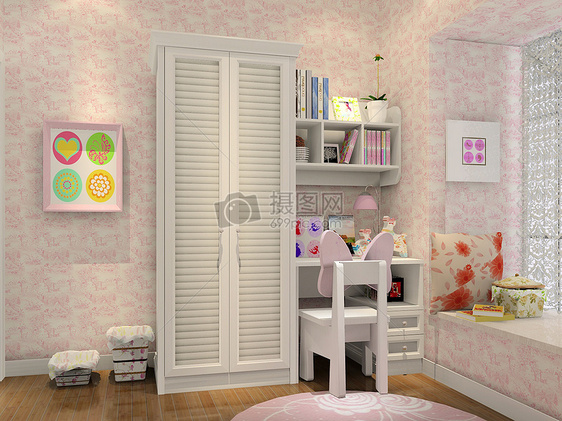粉嫩色的儿童房效果图图片