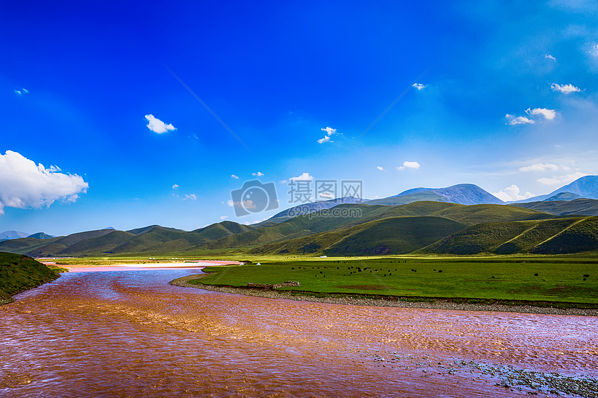 湖 草原图片