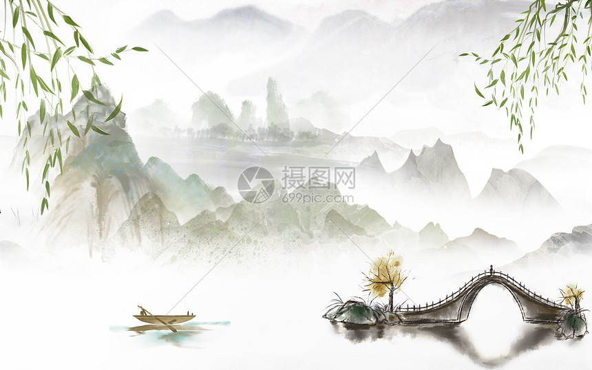中国风水墨清明背景图片