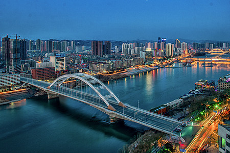 城市大桥兰州夜景背景