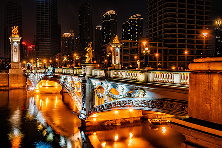 天津海河沿岸夜景图片