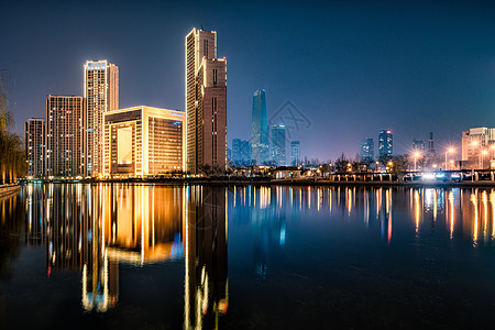 雾霾皮肤天津海河沿岸夜景背景