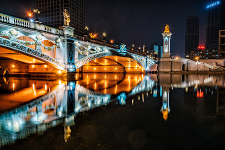 天津海河沿岸夜景图片