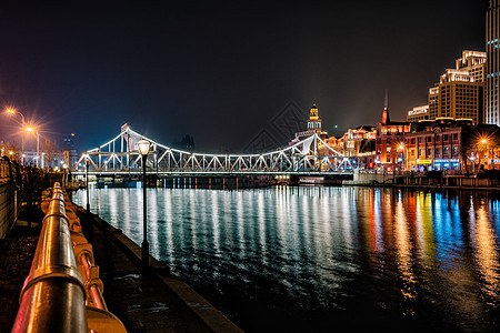 天津建筑素材天津海河沿岸夜景背景