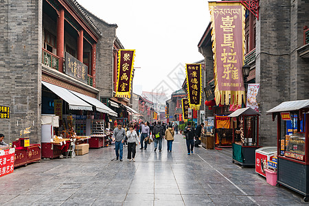 天津海河古文化街景色背景