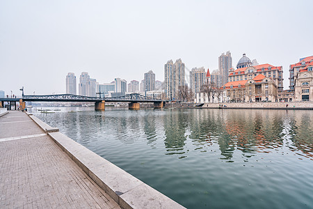 天津建筑素材天津海河沿岸风景背景