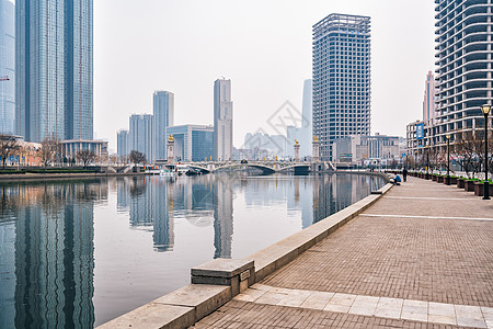 天津欧式建筑天津海河沿岸风景背景