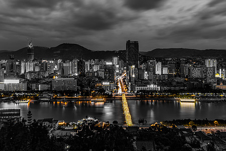 中山纪念馆中山桥城市夜景背景