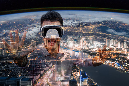 VR虚拟现实，地球的顶端图片