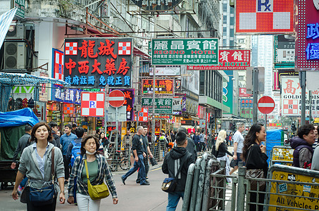 香港街头人文风光背景图片
