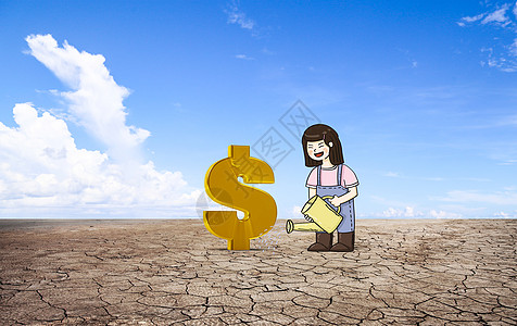 小人灌溉茁壮的钱藤背景图片