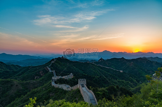 金山岭长城夕阳风光摄影图片