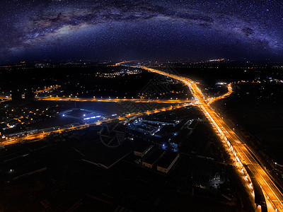 宁波东部新城航拍下的城市夜景背景