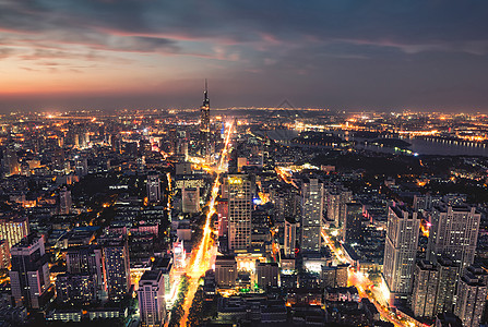 俯视夜景南京城市夜景背景